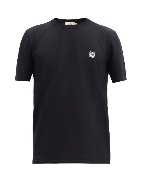 Mens Rtw Maison Kitsun - Fox Head-patch Cotton-jersey T-shirt - Mens - Black
