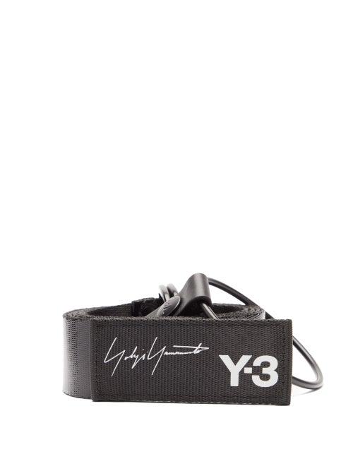 Matchesfashion.com Y-3 - Logo Print Coated Canvas Belt - Mens - Black