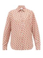 Matchesfashion.com Burberry - Tb Print Silk Satin Shirt - Womens - Red Print