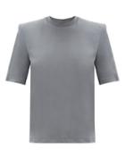 Matchesfashion.com The Attico - Padded-shoulder Cotton T-shirt - Womens - Dark Grey