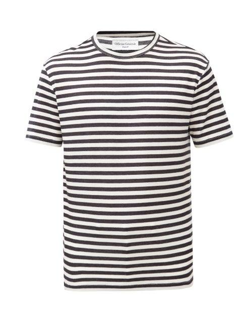 Matchesfashion.com Officine Gnrale - Striped Jersey T-shirt - Mens - Navy White