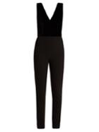 Elie Saab Deep V-neck Velvet And Crepe Jumpsuit