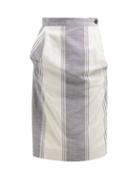 Matchesfashion.com Vivienne Westwood Anglomania - Striped Cotton Blend Pencil Skirt - Womens - Blue Multi