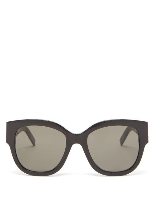 Saint Laurent - Ysl-monogram Cat-eye Acetate Sunglasses - Womens - Black