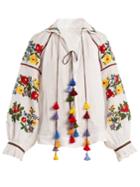 Vita Kin Boucl Embroidered Mid-weight Linen Blouse