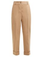 Matchesfashion.com Burberry - Cotton Blend Twill Straight Leg Chino Trousers - Womens - Camel