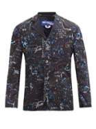 Matchesfashion.com Junya Watanabe - Abstract-print Single-breasted Wool Blazer - Mens - Navy