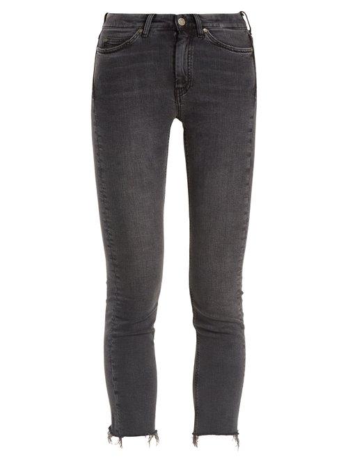 Matchesfashion.com M.i.h Jeans - Daily Raw Hem High Rise Straight Leg Jeans - Womens - Dark Grey