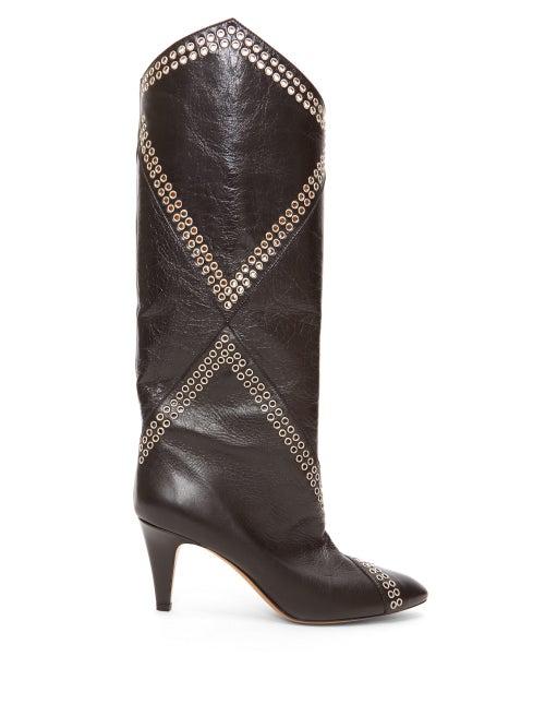 Matchesfashion.com Isabel Marant - Lahia Eyelet-embellished Leather Boots - Womens - Black