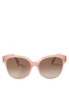 Celine Eyewear - Triomphe-logo Butterfly Acetate Sunglasses - Womens - Dusty Pink
