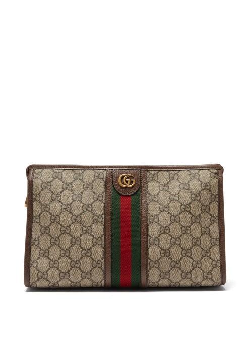 Gucci - Gg-logo Coated-canvas Pouch - Mens - Brown Multi