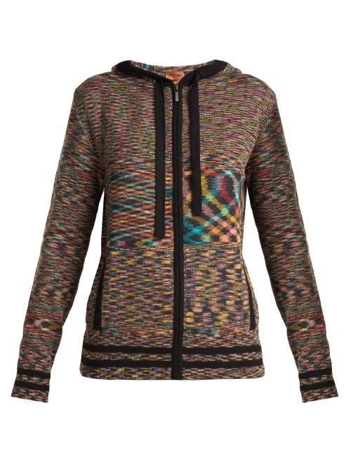 Matchesfashion.com Missoni - Intarsia Knit Cashmere Hooded Cardigan - Womens - Black Multi