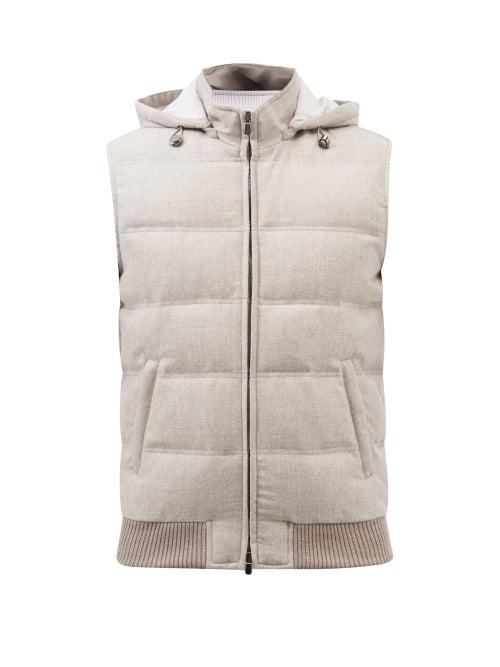 Thom Sweeney - Wool-blend Twill Down Gilet - Mens - Beige