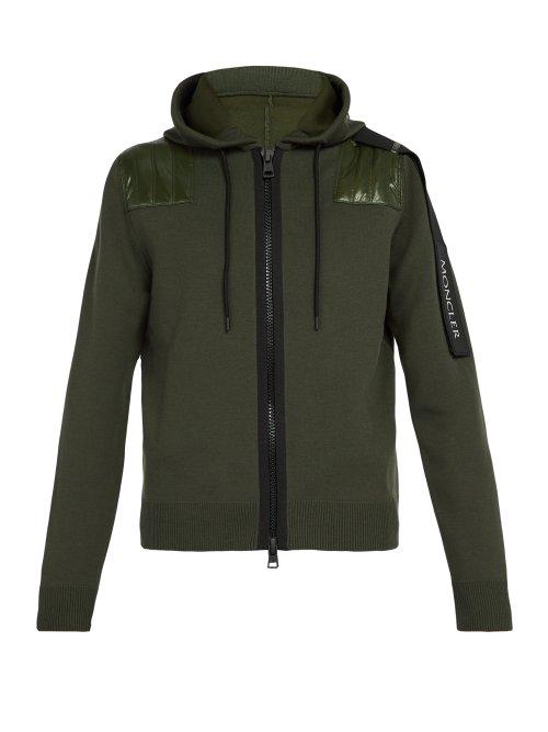 Matchesfashion.com 5 Moncler Craig Green - Hooded Wool Blend Zip Through Sweatshirt - Mens - Green