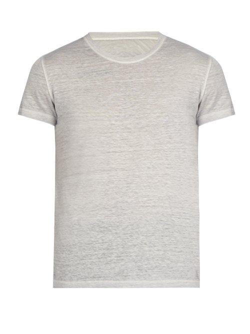 Matchesfashion.com 120% Lino - Linen Crew Neck T Shirt - Mens - Grey