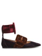 Attico Manu Double-buckle Velvet Flats