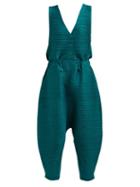 Matchesfashion.com Pleats Please Issey Miyake - Tech Pleated Voluminous Jumpsuit - Womens - Green