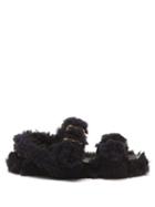 Ladies Shoes Marni - Shearling Leather Flatform Sandals - Womens - Black Multi