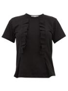 Matchesfashion.com Comme Des Garons Comme Des Garons - Ruffled Trim Cotton T Shirt - Womens - Black