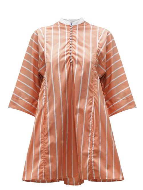 Matchesfashion.com Thierry Colson - Rachel Striped Cotton Kaftan - Womens - Brown
