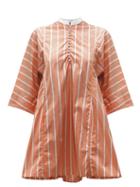 Matchesfashion.com Thierry Colson - Rachel Striped Cotton Kaftan - Womens - Brown