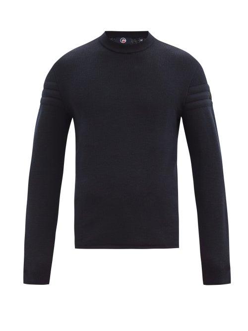 Matchesfashion.com Fusalp - Damien Bonded-striped Merino-wool Sweater - Mens - Navy