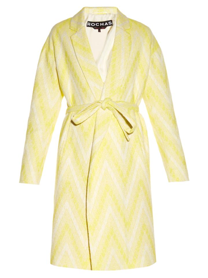 Rochas Chevron-jacquard Tie-waist Coat