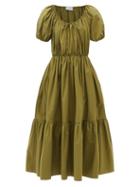 Matteau - The Drawcord Organic-cotton Maxi Dress - Womens - Olive
