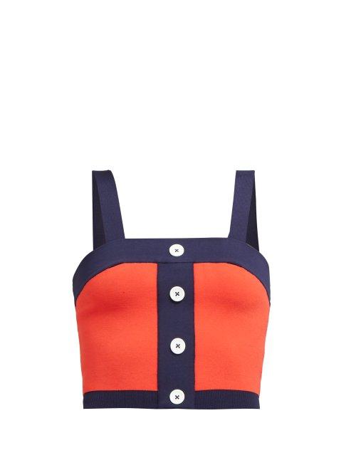Matchesfashion.com Staud - Sole Bi Colour Jersey Cropped Top - Womens - Red