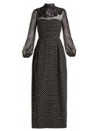 Valentino Polka-dot Wool And Silk-blend Gown