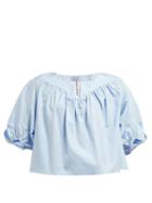 Matchesfashion.com Thierry Colson - Theda Cotton Poplin Shirt - Womens - Blue