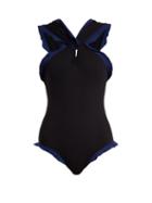 Matchesfashion.com Marysia - Oxford Contrast Trim Swimsuit - Womens - Black Navy