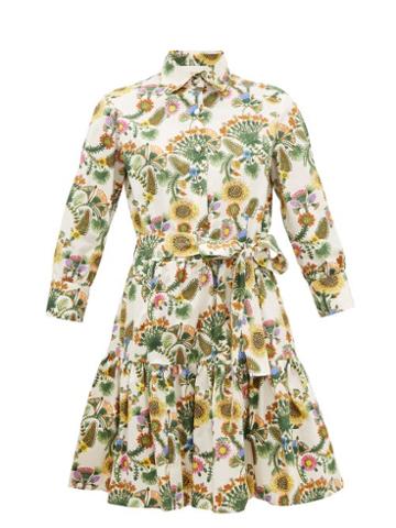 Matchesfashion.com La Doublej - Bellini Thistle-print Cotton-poplin Shirt Dress - Womens - Cream Print