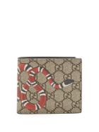 Gucci Gg Supreme Kingsnake-print Bi-fold Wallet