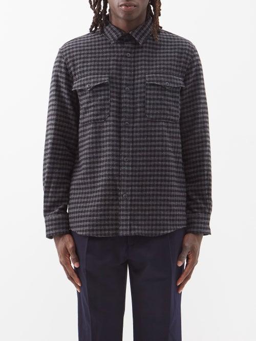 A.p.c. - Joe Checked Cotton-blend Shirt - Mens - Black Grey