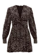 Matchesfashion.com Dodo Bar Or - Malenia Floral Beaded Ruched Front Velvet Dress - Womens - Black
