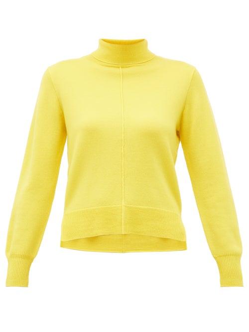 Matchesfashion.com Sea - Nora Side Slit Roll Neck Wool Sweater - Womens - Yellow