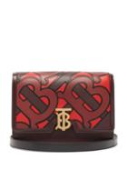 Matchesfashion.com Burberry - Tb Medium Monogram Appliqu Leather Cross Body Bag - Womens - Burgundy Multi