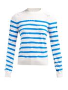 Matchesfashion.com Barrie - Fancy Coast Striped Cashmere Sweater - Womens - Blue White