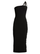 Matchesfashion.com Azzaro - Alpha One Shoulder Lace Up Cady Midi Dress - Womens - Black