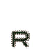 Matchesfashion.com Rochas - R Initial Crystal Embellished Brooch - Womens - Dark Green