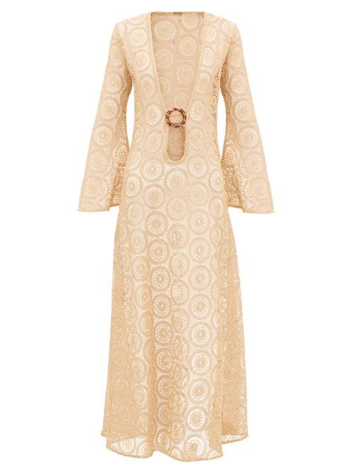 Matchesfashion.com Dodo Bar Or - Jane Cotton-crochet Maxi Dress - Womens - Beige