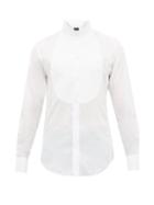 Matchesfashion.com Giorgio Armani - Piqu Plastron Cotton Poplin Tuxedo Shirt - Mens - White