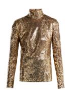 Matchesfashion.com Dolce & Gabbana - Leopard Sequined High Neck Top - Womens - Leopard