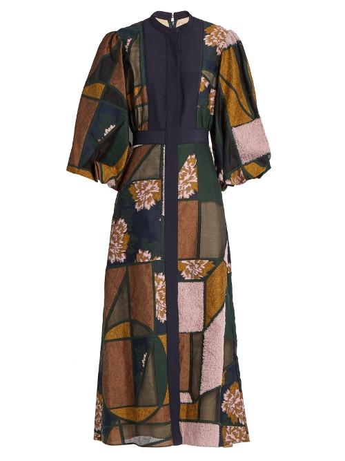 Roksanda Faria Patchwork Balloon-sleeved Dress
