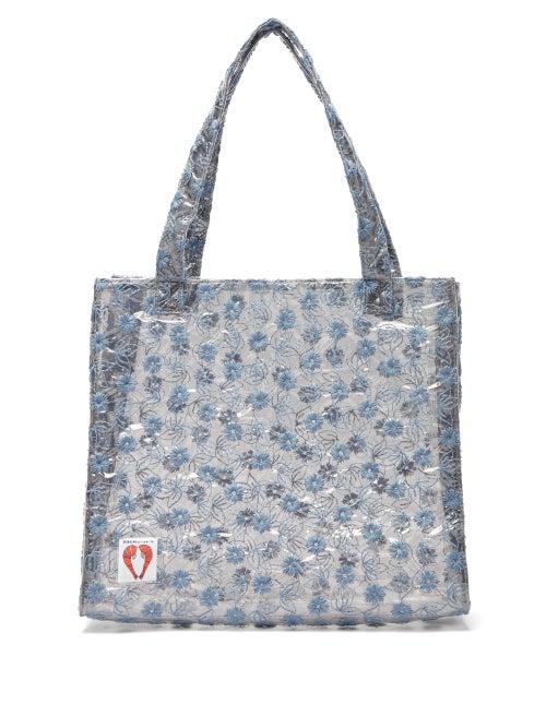 Matchesfashion.com Shrimps - Bay Embroidered Pvc Tote Bag - Womens - Clear Multi