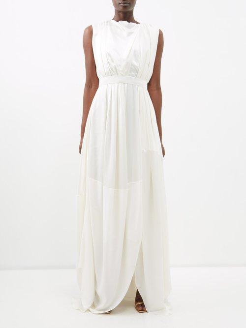 Roksanda - Aldona Draped Silk-satin Gown - Womens - Ivory