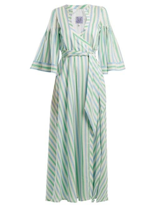 Matchesfashion.com Thierry Colson - Sultane Striped Silk Maxi Dress - Womens - Green Stripe