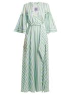 Matchesfashion.com Thierry Colson - Sultane Striped Silk Maxi Dress - Womens - Green Stripe