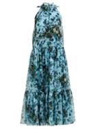 Matchesfashion.com Erdem - Julianne Fitroy Print Silk Voile Gown - Womens - Blue Multi
